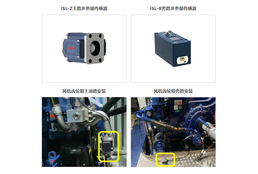 ISL-Z主路多參量傳感器 ISL-B旁路多參量傳感器 風機齒輪箱主油路安裝 風機齒輪箱旁路安裝
